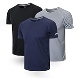 ZENGVEE 3er Pack Sport Tshirts Herren Trainingsshirt Sport Shirt Men Schnelltrocknend Funktionsshirt Fitness Sportshirt Laufshirt Kurzarm Männer Atmungsaktive T-Shirt (520-Black Grey Nave-XL)