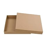 Braune Faltschachtel, Quadratisch 220 x 220 mm, Füllhöhe 30 mm, mit Deckel, Kraftpapier, Kraftkarton, Geschenkschachtel, Fotoschachtel - 10er Pack
