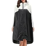 Zilosconcy Fahrrad Regenponcho mit Kapuze Wasserdicht Regenmantel: Leicht Zip Hoodie Fahrradponcho Oversized Regencape Lange Ärmel Regenjacke mit Tasche O