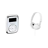 Intenso Music Mover MP3-Player 8 GB weiß & Sony MDR-ZX110/WC(AE) Faltbarer Bügelkopfhörer, weiß