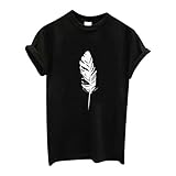 T Shirt Damen Kurzarm Sommer Shirt Mit Aufdruck Sweatshirt Bequem Lässige Tshirt Weich Freizeit Damenoberteile Motiv Vintage Tee Shirt Tops Bluse Tunika Teenager M