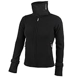 ALPIDEX Damen Fleecejacke Hoher Stehkragen Daumenlöcher Fleece Jacke Anti-Pilling Schwarz Warm Weich, Größe:XXL, Farbe:Black