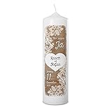 Hochzeitskerze personalisiert mit Namen und Datum Kerze zur Hochzeit selbst gestalten individueller UV-Druck 70x250mm - Rustik