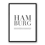 Zertify® Stadtposter, HAMBURG - Wähle Deine Stadt | Minimalisticher Stil Schwarz Weiß | A4 (21 x 29.7 cm) | OHNE RAHMEN