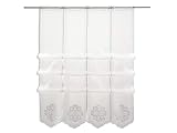 Cliprollo weiß Ornament Bestickt | Höhe 145cm (ungerafft) | Breite der Gardine frei wählbar in 16cm Schritten | Gardine | Panneaux |