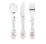 LÄSSIG Kinderbesteck Set 3-teilig Löffel Gabel Messer Edelstahl Kunststoffgriff/Cutlery 3 pcs Tiny Farmer Sheep/G