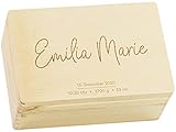 LAUBLUST Erinnerungsbox Baby Personalisiert - Serie Niers - Geschenk zur Geburt | M - ca. 30x20x14cm, Holzkiste Natur FSC®