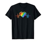 LGBT Gay Pride Regenbogen CSD Design mit HERZ-SCHLAG Motiv T-S