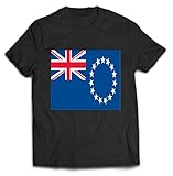 Flag of Cook Islands Black Shirt T-Shirt Unisex Für Männer und Frauen, lässig geschnittenes Streetwear-Outfit, XXL, Black