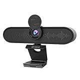 TOALLIN HD 4K Webcam mit Mikrofon und Lautsprecher für PC, All-in-One-Videokonferenzkamera, USB-Webcam mit Sichtschutzabdeckung, Weitwinkel-Konferenzraumkamera zum Streamen, Lernen und Meeting