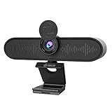 TOALLIN HD 4K Webcam mit Mikrofon und Lautsprecher für PC, All-in-One-Videokonferenzkamera, USB-Webcam mit Sichtschutzabdeckung, Weitwinkel-Konferenzraumkamera zum Streamen, Lernen und Meeting