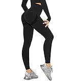 DUROFIT Scrunch Butt Leggings Damen High Waist Sport Leggings Po Push Up Leggings Booty Lift Leggins Gym Leggings Yoga Pants Ruched Sporthose Schwarz M