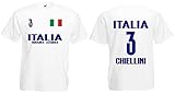 Italien-Italia Chiellini Herren T-Shirt EM 2020 Trikot Look Style Squadra Weiß S