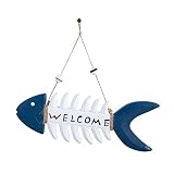 NAttnJf Holz Schild Kreative Form dekorativer Fisch Knochen Holz Schild Ornament aus g
