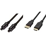 Amazon Basics Toslink-Kabel - 4,57 m, CL3-zertifiziert (Installation in Wänden) & HL-007265 Verbindungskabel, DisplayPort auf HDMI, 4,5