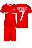 StoneMale Man Red Ronaldo Kinder Trikot #7, 2021/2022 Saison, Heim, Komm mit Shorts Fußballfans (10-11 Jahre,164)