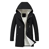 BUZHIDAO Herren Jacke Daunenjacke Hooded Fleece Winddichte Funktionsjacke Outdoor Steppjacke Regenjacke Winterjacke mit Futter und Kap