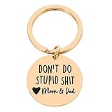YYHMKB DON`T DO STUPID Edelstahl Schlüsselanhänger Anhänger Metall Medaille Geschenkbox
