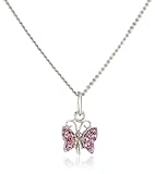 ZEEme for Kids Kinder Anhänger mit Kette 925 Sterling Silber 38/36cm Schmetterling Kristalle pink 500244395R