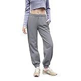 Damen-Jogginghose aus Samt mit Cinch-Unterseite, Seitentaschen, hohe Taille, schlank, legere Party, Frühling, Sport, Jogginghose, blau / grau, L