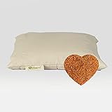 Herbalind Bio Schlafkissen Hirsekissen 40x40 cm - Großes Hirsespelzkissen Weiches Kopfkissen Zweitkissen gefüllt mit ca 1kg Hirseschalen Bio-Hirse, Baumwolle Bezug waschbar, mit Reiß