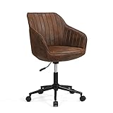 B&D home Chefsessel Bürostuhl Retro, Drehstuhl mit Rollen, Schreibtischstuhl, Bürosessel, Schreibtisch Sessel, gasdruckfeder Computerstuhl, höhenverstellbar, Microfaser Wildleder Optik, b