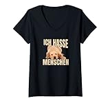 Damen Ich Hasse Menschen Labrador Meme T-Shirt mit V