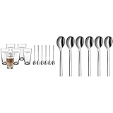 WMF Clever&More Latte Macchiato Gläser Set 12-teilig, Latte Gläser mit Löffel 280 ml & Nuova Espressolöffel Set, 6-teilig, Espressolöffel, L 11