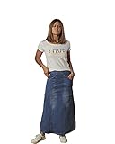 Wash Clothing Company Langer ausgestellter Jeansrock mit Stretch | Maxi-Jeansrock | Evelyn, blau, 36