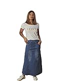 Wash Clothing Company Langer ausgestellter Jeansrock mit Stretch | Maxi-Jeansrock | Evelyn, blau, 50