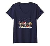 Damen Elefanten-Weihnachtsbeleuchtung, lustige Elefanten, Weihnachten T-Shirt mit V