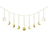 Mkouo Mond Girlande Aesthetic Room Decor Makrame Wandbehang Boho Deko Schlafzimmer Wanddeko Gold Mond Kette Wandschmuck Hochzeit Apartment Geschenke Ramadan Dekoration, G