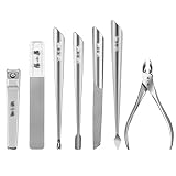 XIAOSAKU Maniküre Pediküre Set Nagelclipper Set für Männer, Haushaltsreisen Maniküre Set 7 in 1 Edelstahl Nagelclipper Pediküre Kit Nagelpflege Werkzeuge mit tragbarem Reisekoffer für Zuhause, R