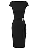 GRACE KARIN Etuikleider Knielang Vintage Kleid Kurzarm Rockabilly Kleider CL027-1 L