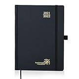 POPRUN Kalender 2021 2022 21,5 x 16,5 cm - Hardcover Terminplaner mit Stundenintervall - Wochenplaner Vertikalem mit Einstecktasche, Aug 2021- Aug 2022, Schw