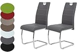 2er Set Schwingstuhl Flora, Kunstleder Grau, Griffmulde, Metallgestell verchromt, 42x57x98