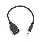 3.5mm männlicher AUX Audio Stecker Autoradio Musical USB A auf Adapter Weiblicher Auto Konverter Adapter Kabel Schnur Steckverbinder für Car Stereos, Auto-GPS, CD, DVD-Audio etc - Schw