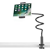 Ninevi Handy Halter für Bett , Schwanenhals Handy Halterung, Handyhalter，360° Drehen Flexibler Verstellbarer Bett Handy Halter， Geeignet für 4-10 Zoll Geräte (Schwarz)