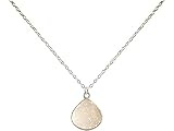 Gemshine Halskette mit weißem Achat Druse Tropfen Edelstein Anhänger in 925 Silber oder hochwertig vergoldet. Made in Madrid/Spanien - Im edlen Schmucketui, Metall Farbe:Silb