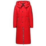 WEIQI Wallpaper Männer Daunenjacke Outdoor Medium und Langer Abschnitt Mit Kapuze Reißverschluss Winter Warme Dicke Winter Oberbekleidung Weiß Atmungsaktiver Stoff,Rot,M