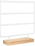 Schmuckständer Ohrringhalter Ohrring ständer, Ohrring Organizer Schmuck Organizer- Schmuck-Aufbewahrung mit Metallstange massiv Holz als Basis (Weiß 66 Löcher)