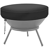 KEKAFU Feuerschale Abdeckung, Schutzhülle für Feuerschale mit Kordelzug, Feuerkorb Abdeckung Wasserdicht, Bowl Abdeckung Rund Schwerlast Reißfest 600D Oxford Gewebe - Schwarz (Ø62*10cm)