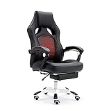 Sdesign Gamingstuhl- hoher Rücken PVC. Leder-Renncomputer-Schreibtisch-Büro-Swivel- Recliner mit einziehbarer Fußstütze und Verstellbarer Lordosenstü