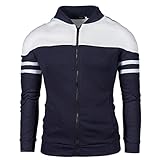 WAQD Herren Übergangsjacke Reißverschluss Freizeitjacke Sportjacke Steppjacke Kapuze Stehkragen Street Style Herren Jacken Leichte Windbreaker Bomberjacke Fliegerjacke Stehkragen Baseball B