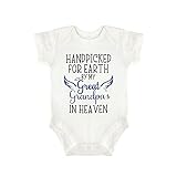 DKISEE Baby-Body mit Aufschrift 'Handpicked for Earth by My Great Grandpa in Heaven', kurzärmelig, Baumwolle, weiß, 9-12 Monate, og7xgep48k80