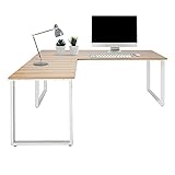 hjh OFFICE 830087 Eckschreibtisch 180x180 WORKSPACE XL I Eiche hell/Weiß Schreibtisch mit großer Arbeitsfläche, Stahlg