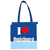 Tasche I Love Duisburg Größe 38x42 Farbe Grau Druck Schw
