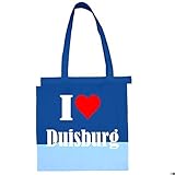 Tasche I Love Duisburg Größe 38x42 Farbe Grau Druck Schw