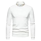 Einfarbig Basic Rollkragen Langarmshirt Herren Longsleeve Rollkragenpullover Regular Fit Langarmshirts Rollkragen Pullover Baumwolle Sweatshirt Unterzieh Elastisch Einfarbig Warme Turtleneck T