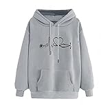 NHNKB Damen Pullover Hoodie Kapuzenpullover Pulli Longsleeve Sweatshirt Tops Kapuzenpulli Hoody für Herbst Winter Jugendlich L